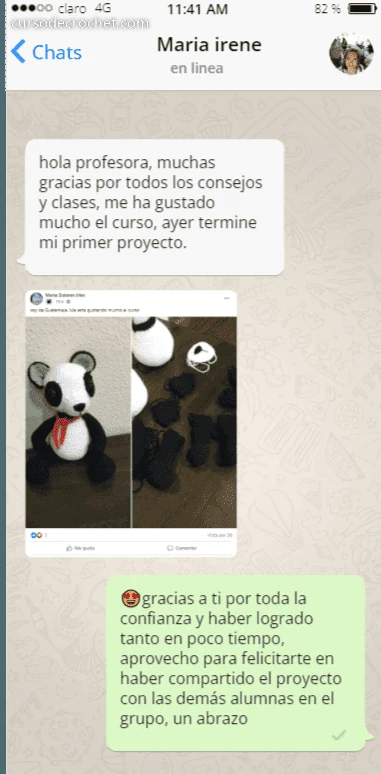 Mensaje de una alumna del curso